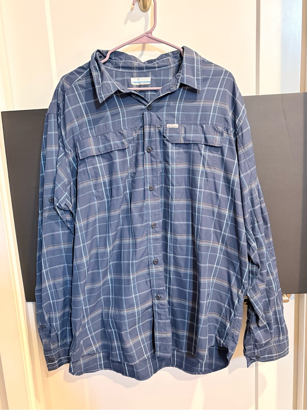 Columbia Men's Navy Plaid Lightweight Shirt Jacket